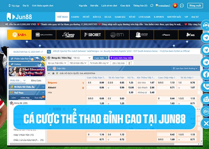 Thể Thao Jun88 - cá cược thể thao đỉnh cao